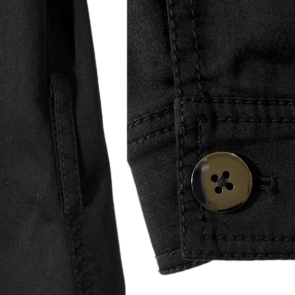 Worth Black Ruffle Hem Button Up Pocket Short Utility Jacket Blazer Women Small - Picture 13 of 15